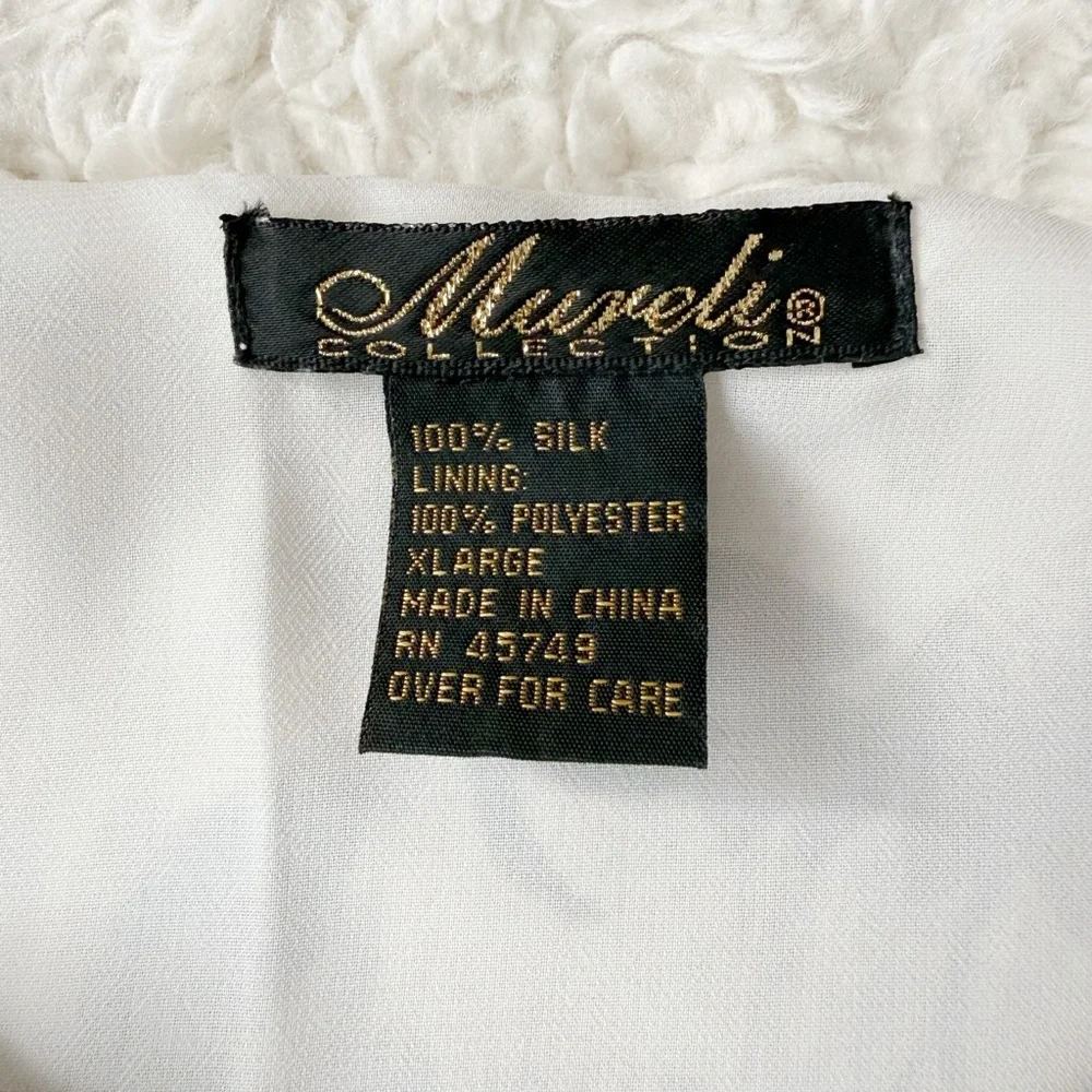 VTG 90s Y2K Mureli Woman Silk Gray Yellow Butterfly Floral RelaxMaxi Dress XL - Picture 3 of 8